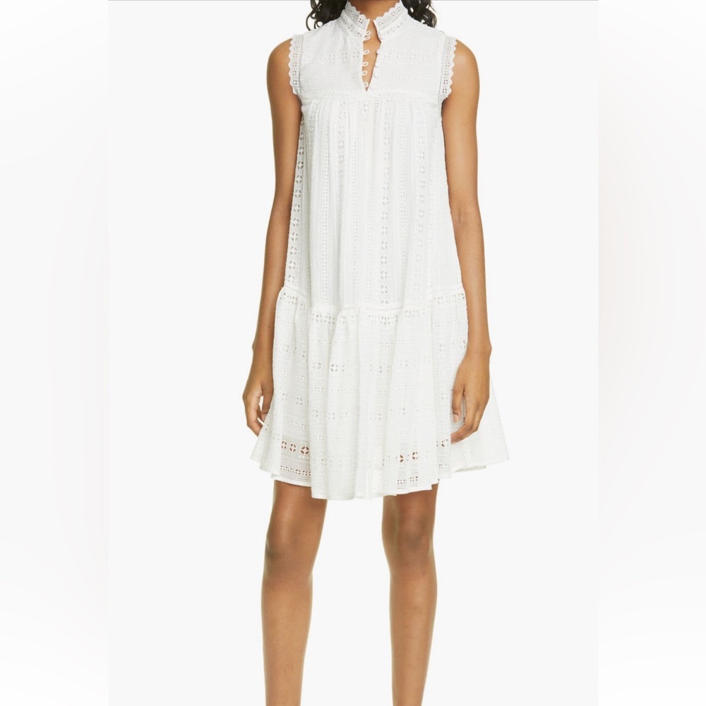 REBECCA TAYLOR Silk White Eyelet Dress, size 6